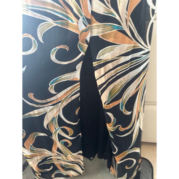 Nine West Tropical Floral Leaves Side Front Slit On Off Shoulder Maxi Dress 14 - Picture 4 of 6